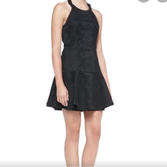 Parker Dresses & Skirts - Parker Leona Black Embroidered Overlay Sleeveless Halter Dress Size Med